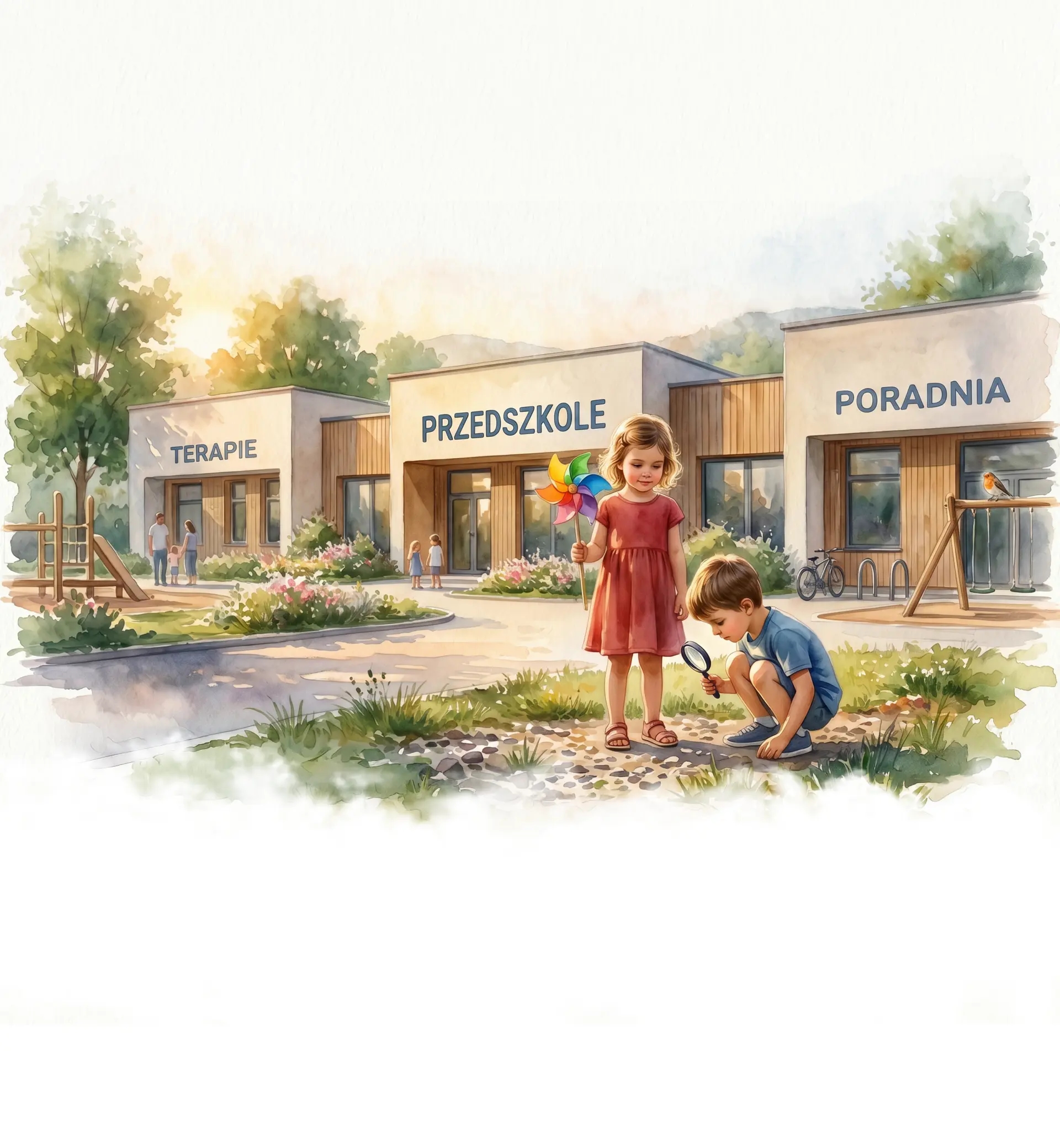 Dzieci bawiące się na terenie przedszkola Wyspa